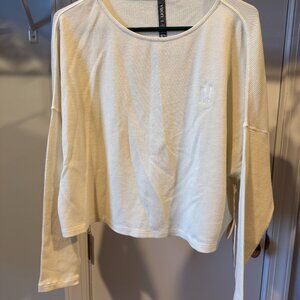 Women's Vuori Slouchy Waffle Crew - Natural, XS/S